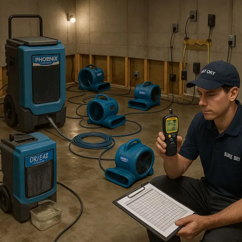 Structural Drying and Dehumidification process in Rutherford College, NC